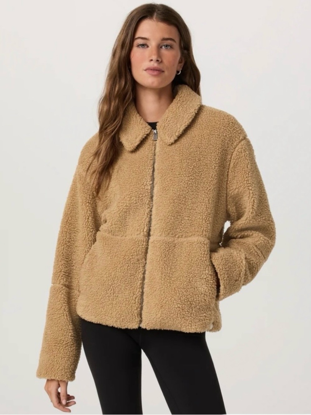 Vuori Lou Full Zip Plush Teddy Fleece Jacket In Butterscotch